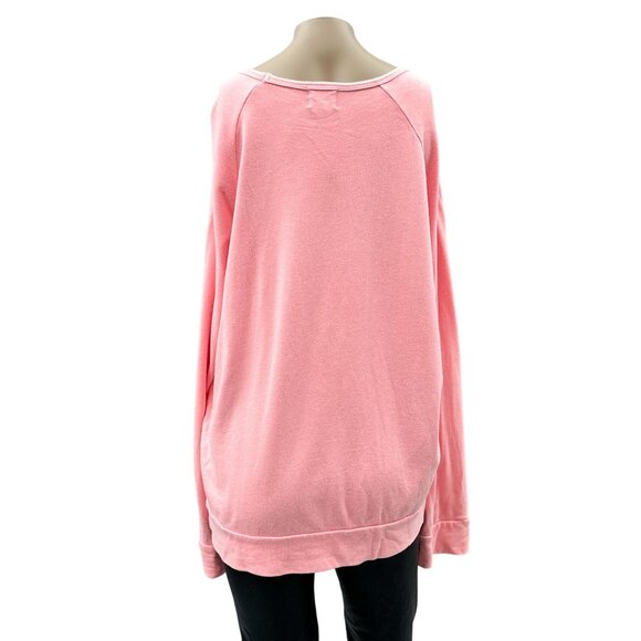 SUNDRY Pink French Terry Scoop Neck Long Sleeve Sweatshirt Made In USA Womens L - Picture 3 of 10